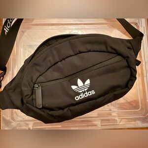adidas Black Trefoil Waist Pack with Front Zip